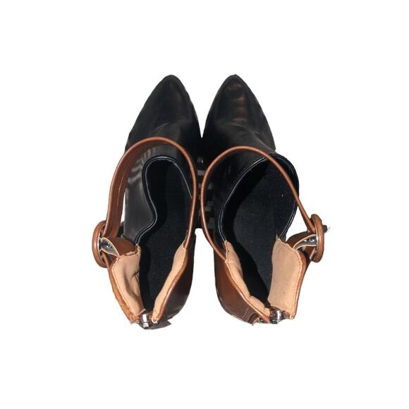 🛍️Brown & Black Strappy Closed Toe 2 Inch Heeled Shoes Size 40 EU - Picture 3 of 5